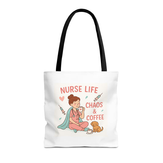 Nurse Life Tote Bag - Chaos & Coffee, Nursing Gift, Healthcare Tote, Nurse Appreciation, Funny Nurse Bag