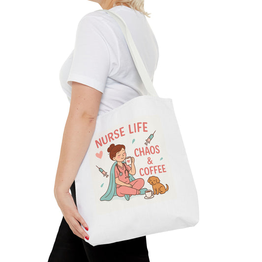 Nurse Life Tote Bag - Chaos & Coffee, Nursing Gift, Healthcare Tote, Nurse Appreciation, Funny Nurse Bag